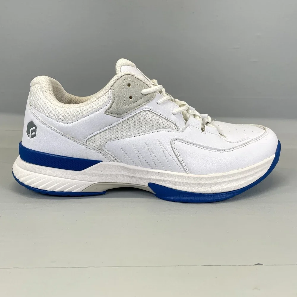 FitVille Amadeus Tennis Shoes Mens Size 9.5 Extra Wide White Blue Casual Sneaker
